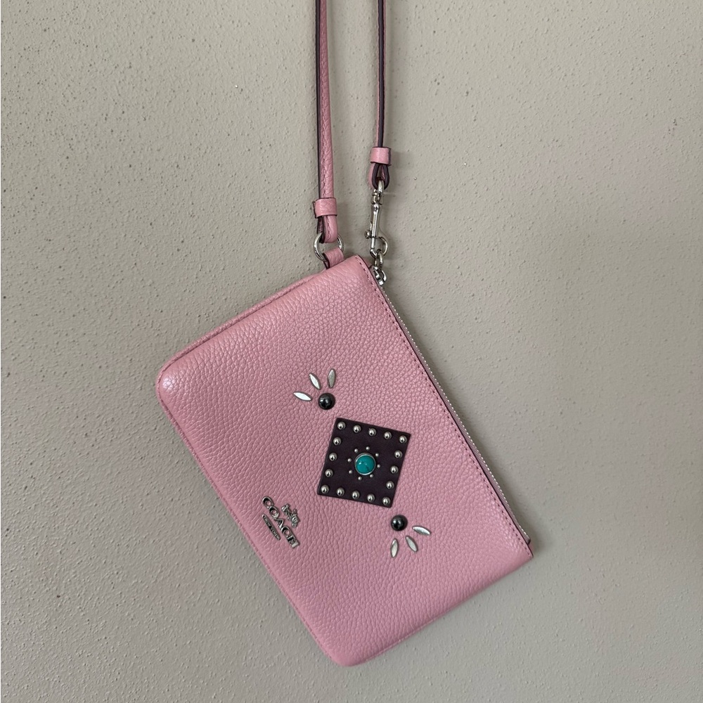 Coach Pink Leather Wristlet